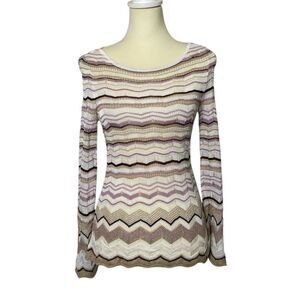 White House Black Market Striped Knit Flared Sleeve Sweater Blouse Women Size XS